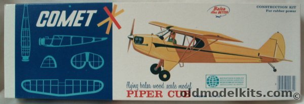 Comet Piper Cub - 26 inch Wingspan For Free Flight or R/C Conversion, 3406 plastic model kit